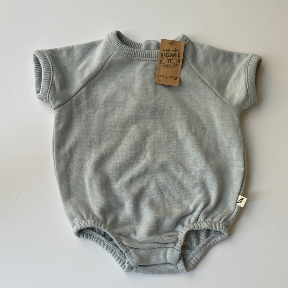 Organic Cotton Baby Onesie in Light Bluish Gray (0-3m)